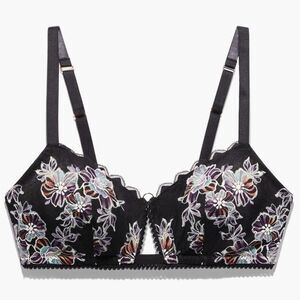 Savage Fenty Zig Zag Zen Black & Floral Lace Wireless Bralette Bra Size Large